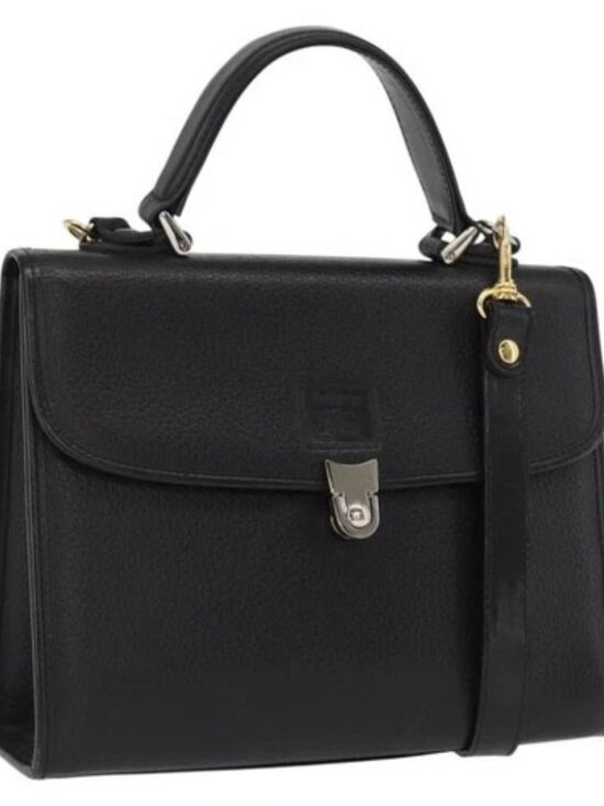 Burberry Handbags - Burberrys Hand Bag Leather 2way Black Silver Auth